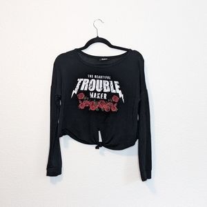 G Mini The Beautiful Trouble Maker Long Sleeve Crop Top size Medium